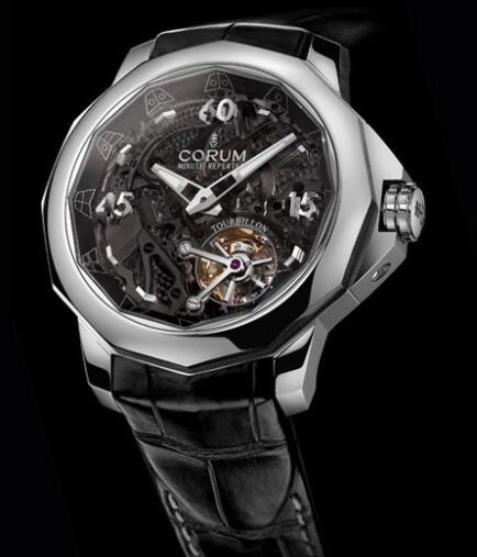 Corum Admiral's Cup 45 Minute Repeater Tourbillon Replica Watch 010.102.04/0001 A015 Titanium - Crocodile Strap